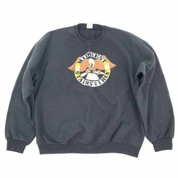 Vintage 1990s Midwest Stairs and Iron Pullover Crewneck Sweatshirt XL Mens Black - Picture 1 of 5